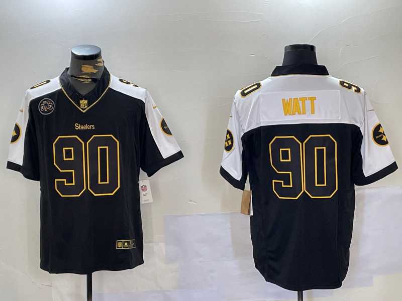 Mens Nike Pittsburgh Steelers #90 T. J. Watt Black Team Color Stitched NFL Vapor Untouchable Limited Jersey Dzhi